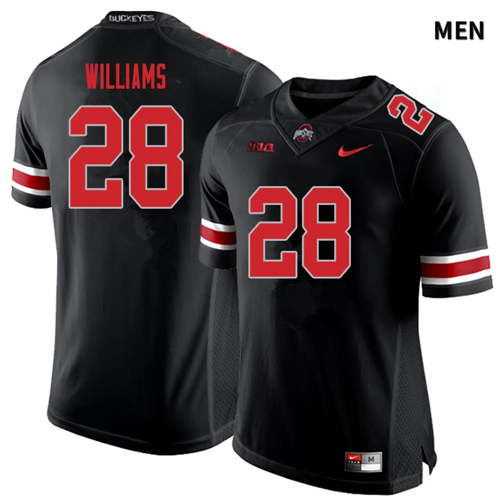 Miyan Williams Ohio State Buckeyes Men's NCAA #28 Black Red Number College Stitched Football Jersey PWB0856ZF